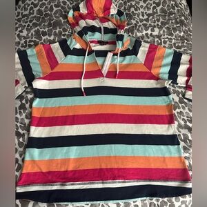 Tribal jeans stripe cotton hooded top Sz LG